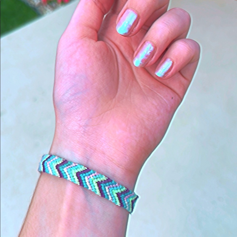 Chevron bracelet adjustable pink,purple,green and blue